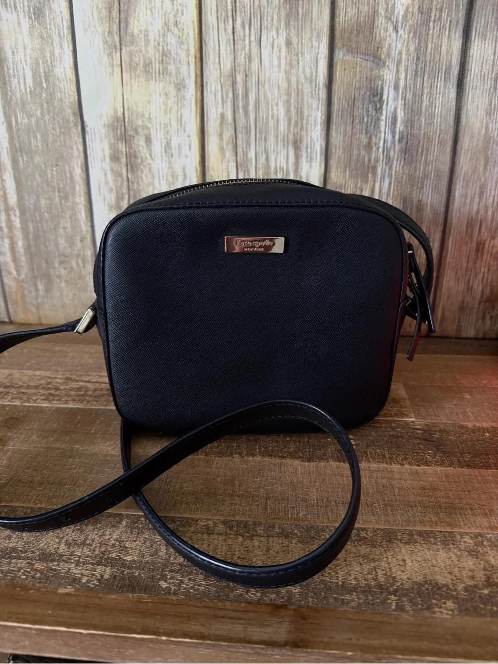 kate spade Black Saffiano Crossbody Camera Bag